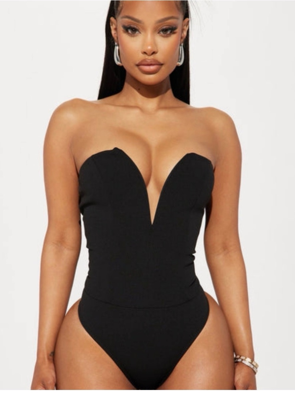 Fashion Nova French Kiss Bodysuit Black XS NWT